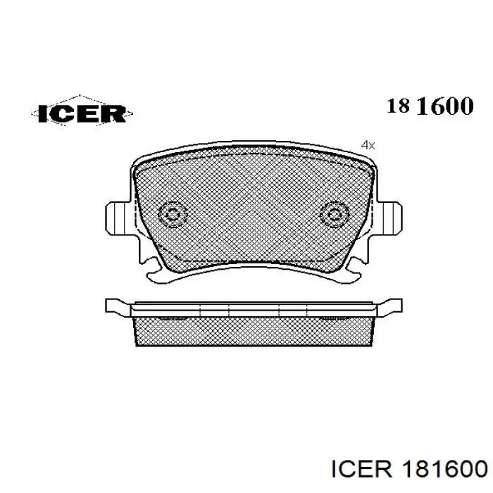 Задні гальмівні колодки Icer 181600 ціна, від 24.46 USD