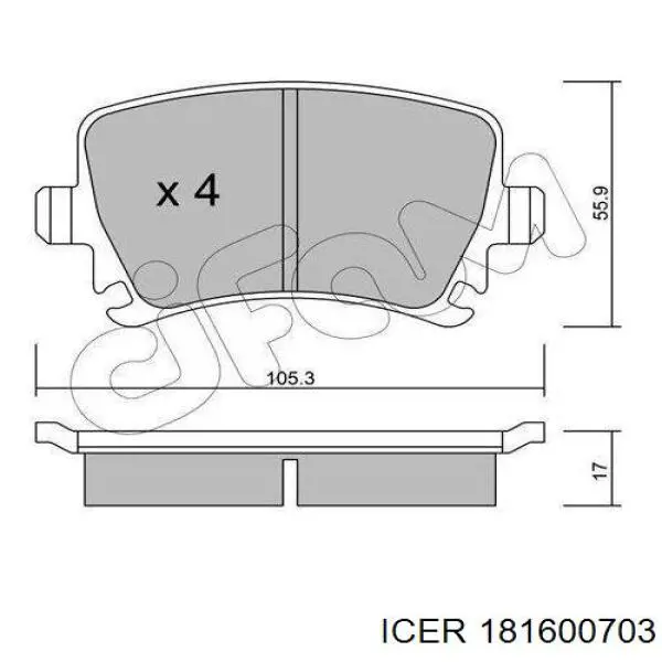 Купити 181600703 Icer Задні колодки