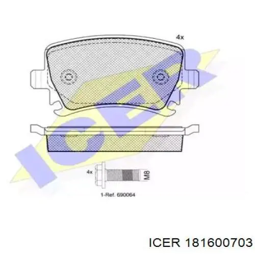 181600703 Icer Колодки гальмівні задні, дискові