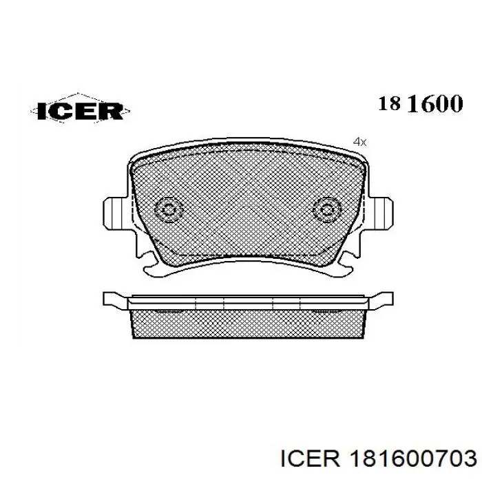 181600703 Icer колодки гальмові задні, дискові