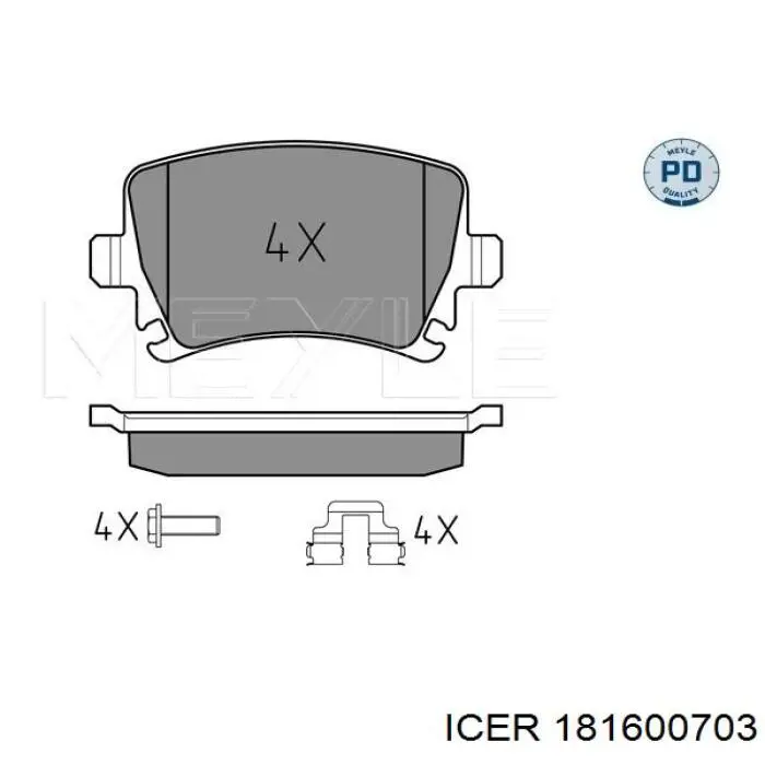 Задні гальмівні колодки Icer 181600703 ціна, від 20.22 USD
