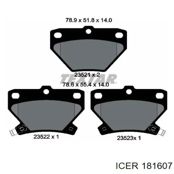 Задні гальмівні колодки 181607 Icer