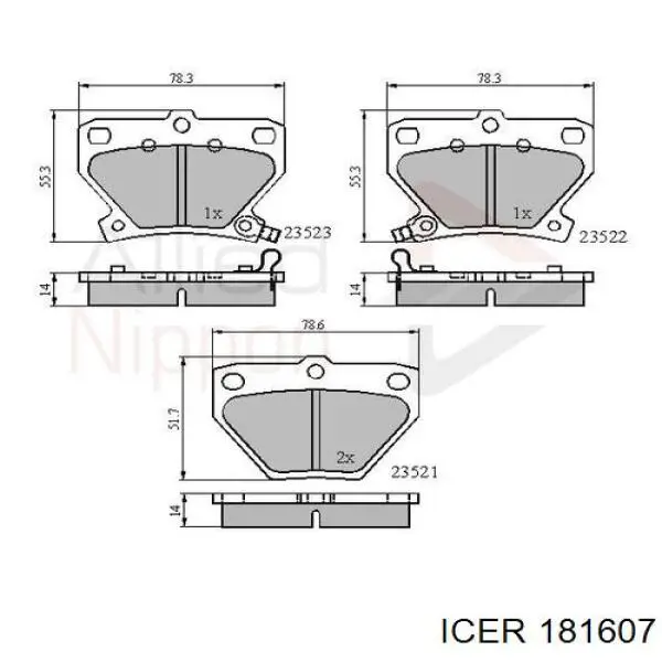 Задні гальмівні колодки Icer 181607 ціна, від 14.25 USD