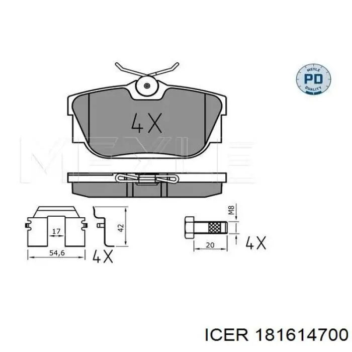 Купити 181614700 Icer Задні колодки