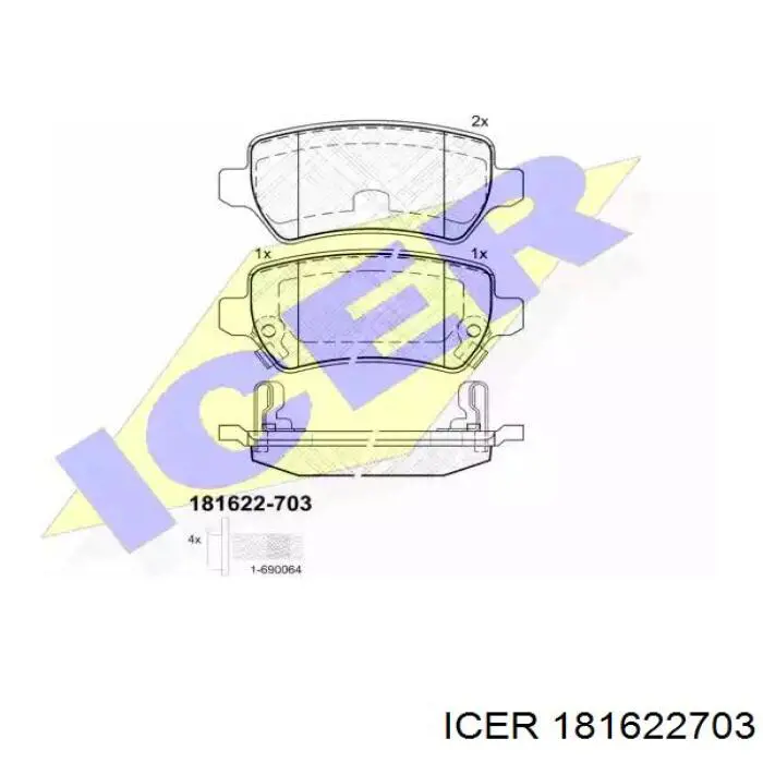 181622703 Icer Колодки гальмівні задні, дискові