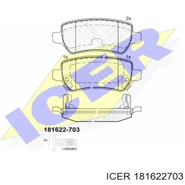 Задні гальмівні колодки 181622703 Icer