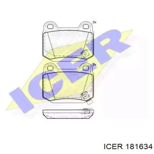 Задні гальмівні колодки Icer 181634 ціна, від 21.27 USD