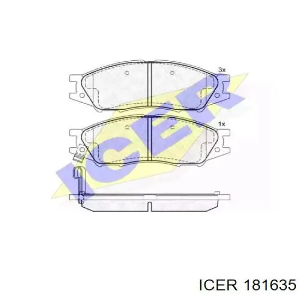 Колодки гальмівні передні, дискові 181635 Icer