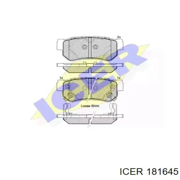 Задні гальмівні колодки Icer 181645 ціна, від 16.58 USD