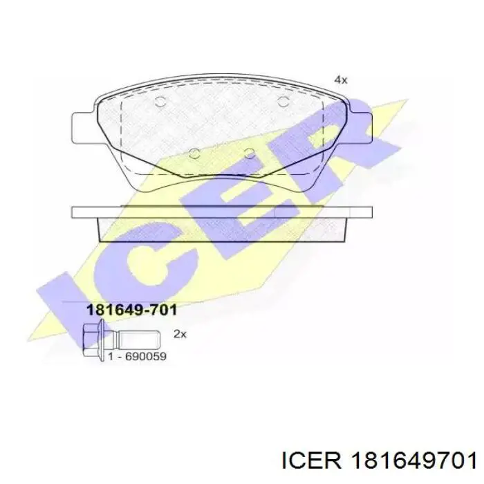 Передні тормозні колодки 181649701 Icer