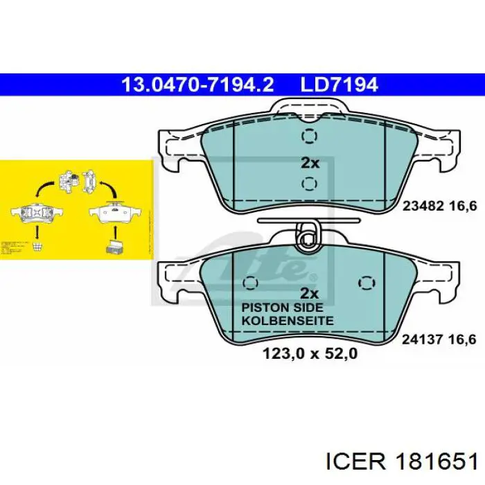 Задні гальмівні колодки Icer 181651 ціна, від 22.31 USD