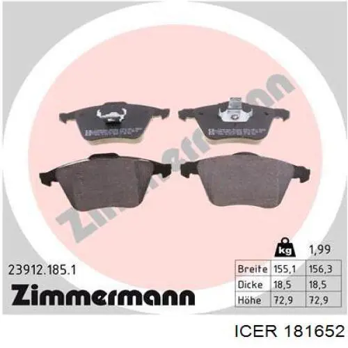 Гальмівні колодки Icer 181652 ціна, від 34.72 USD