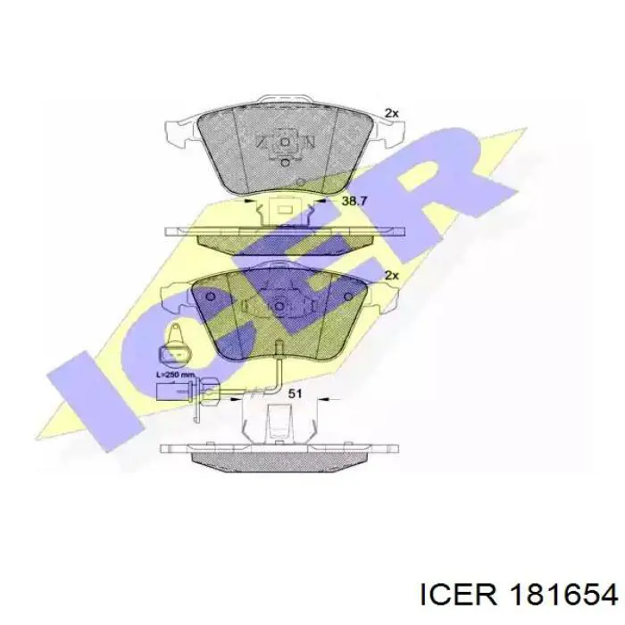 Передні тормозні колодки 181654 Icer