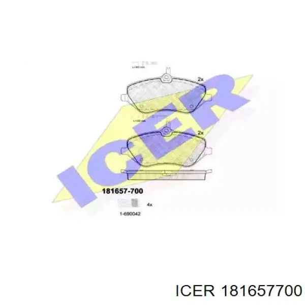 181657700 Icer Передні гальмівні колодки