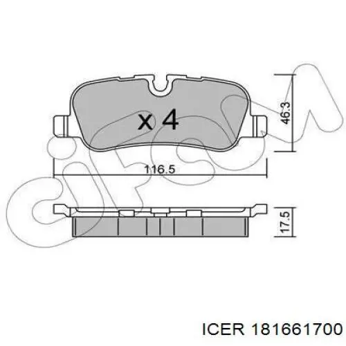 Задні гальмівні колодки Icer 181661700 ціна, від 24.10 USD