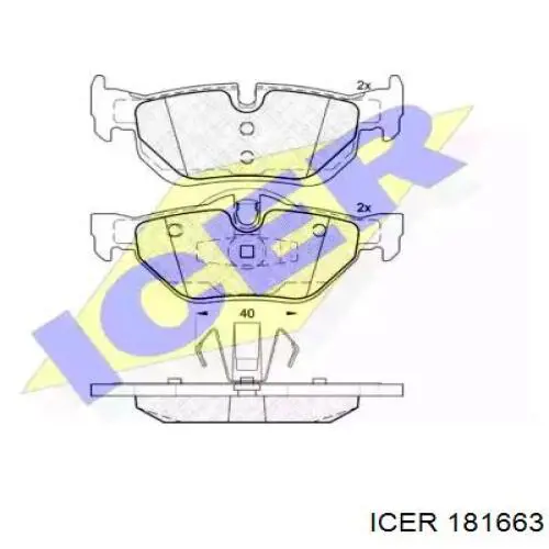 Задні гальмівні колодки 181663 Icer
