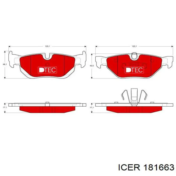 Задні гальмівні колодки Icer 181663 ціна, від 24.88 USD