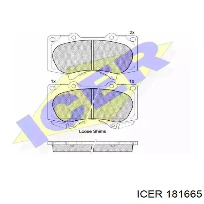 Передні тормозні колодки 181665 Icer