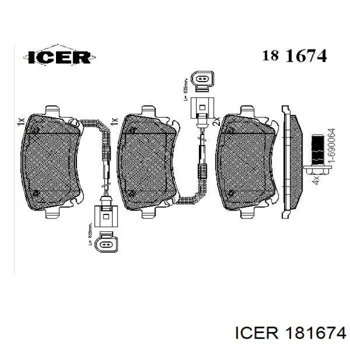 Задні гальмівні колодки 181674 Icer