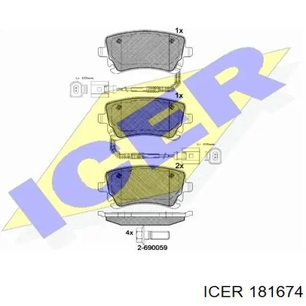 Колодки гальмові задні, дискові 181674 Icer