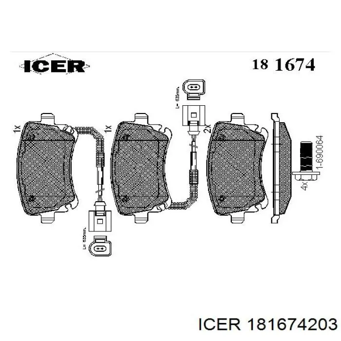 Колодки гальмові задні, дискові 181674203 Icer