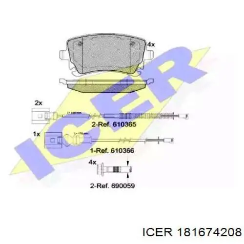 Колодки гальмові задні, дискові 181674208 Icer