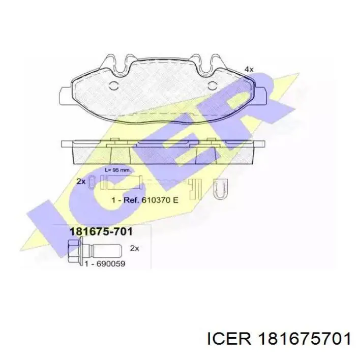 Передні тормозні колодки 181675701 Icer