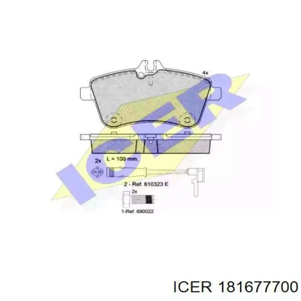 Купити 181677700 Icer Колодки гальмівні передні, дискові