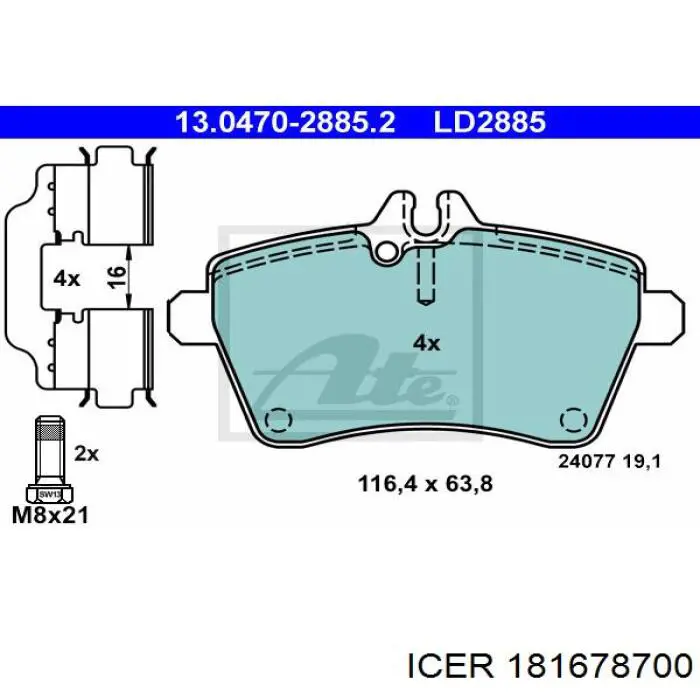 181678700 Icer Передні гальмівні колодки