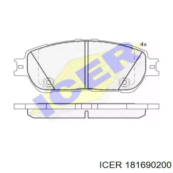 Колодки гальмівні передні, дискові 181690200 Icer