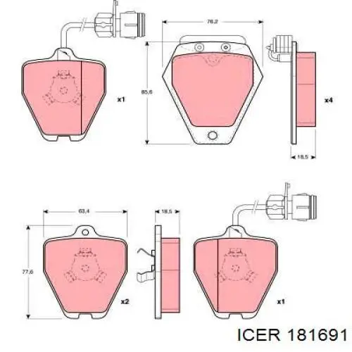 Купити 181691 Icer Колодки гальмівні передні, дискові