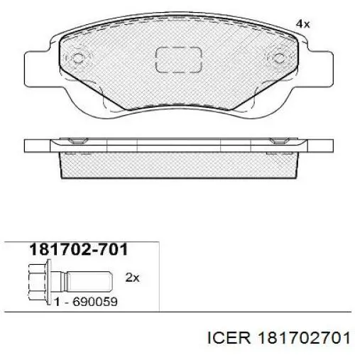 181702701 Icer Передні гальмівні колодки