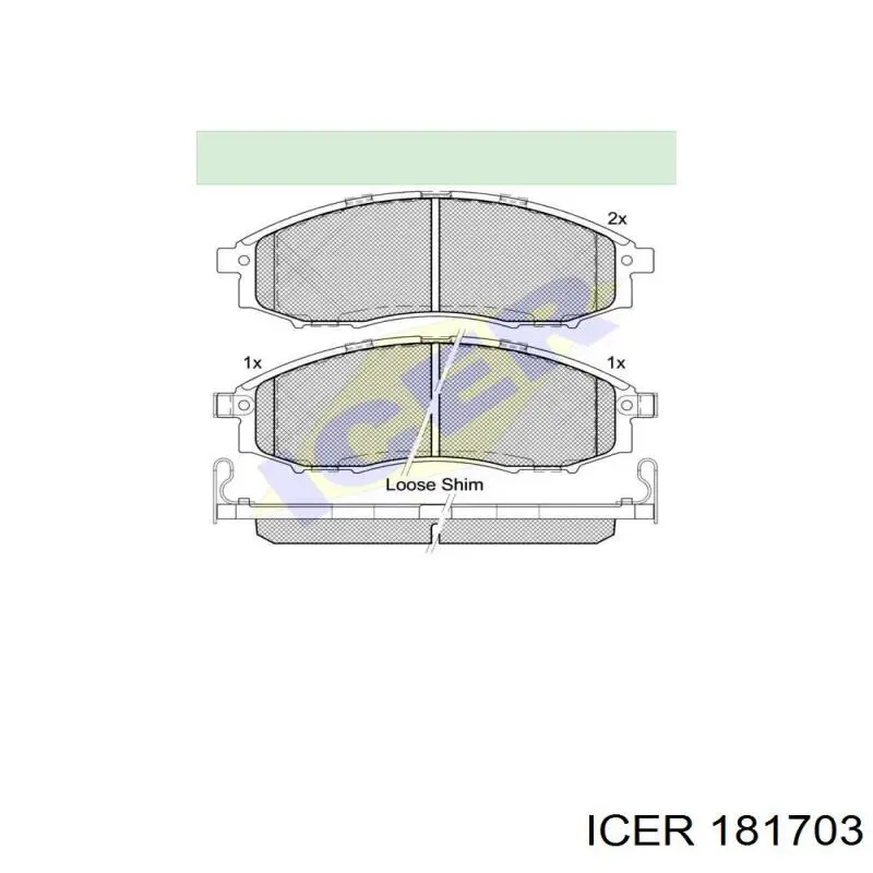 Передні тормозні колодки 181703 Icer