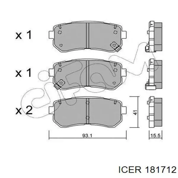 Задні гальмівні колодки 181712 Icer