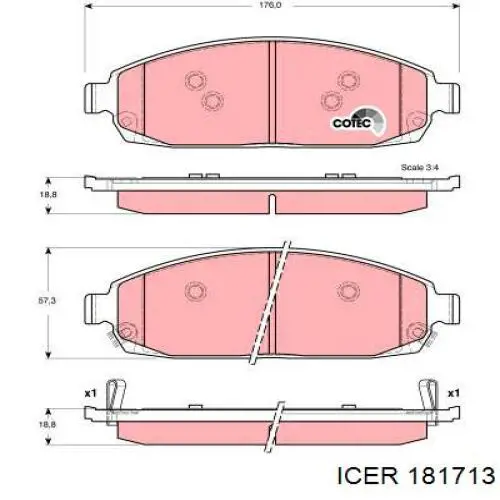 Купити 181713 Icer Колодки гальмівні передні, дискові