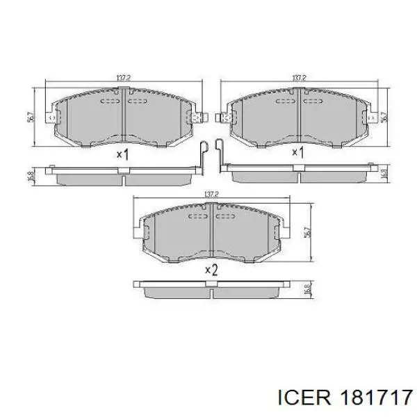 Передні тормозні колодки 181717 Icer