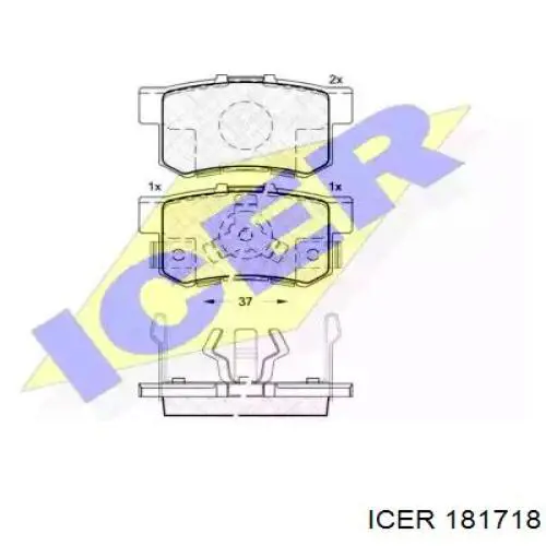 Колодки гальмові задні, дискові 181718 Icer
