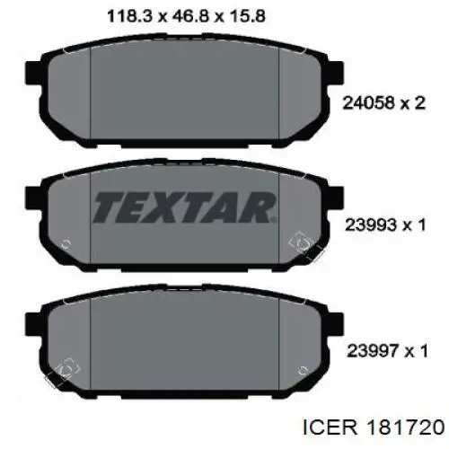 Задні гальмівні колодки Icer 181720 ціна, від 21.56 USD