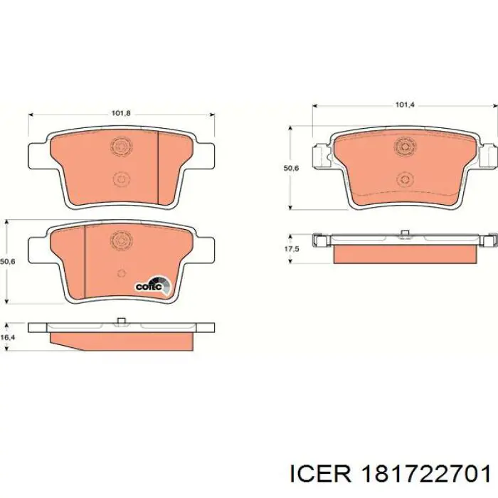 Задні гальмівні колодки Icer 181722701 ціна, від 16.80 USD