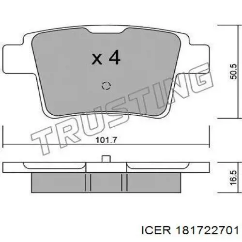 Задні гальмівні колодки 181722701 Icer