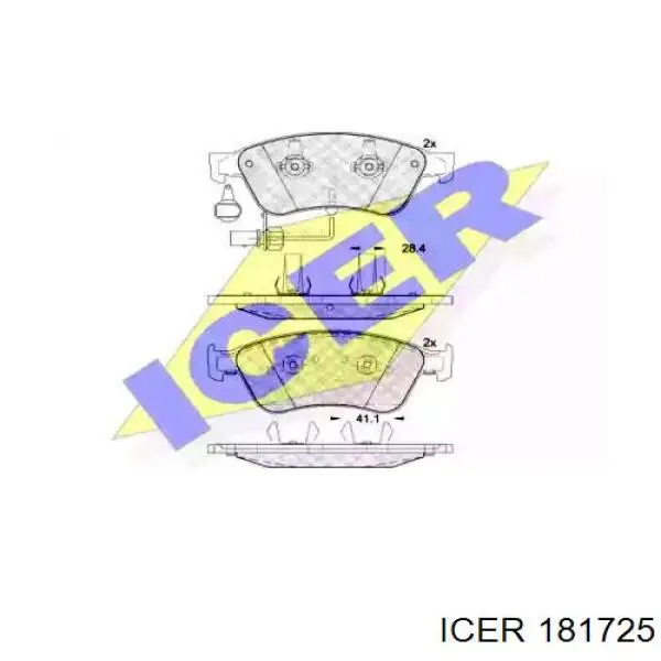 Купити 181725 Icer Колодки гальмівні передні, дискові