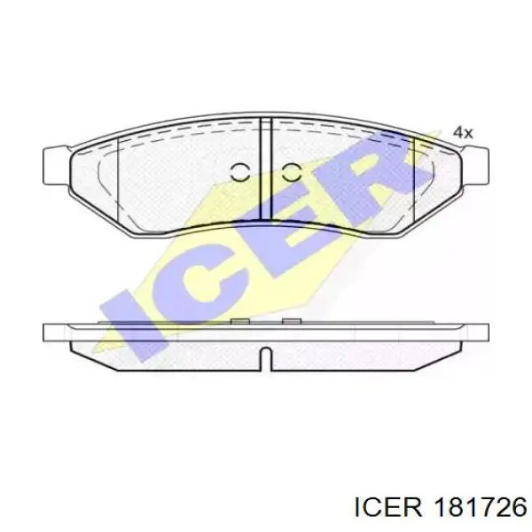 Задні гальмівні колодки 181726 Icer