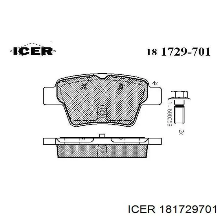 181729701 Icer колодки гальмові задні, дискові