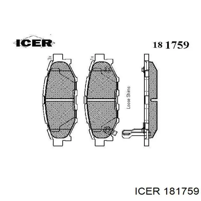 181759 Icer колодки гальмові задні, дискові