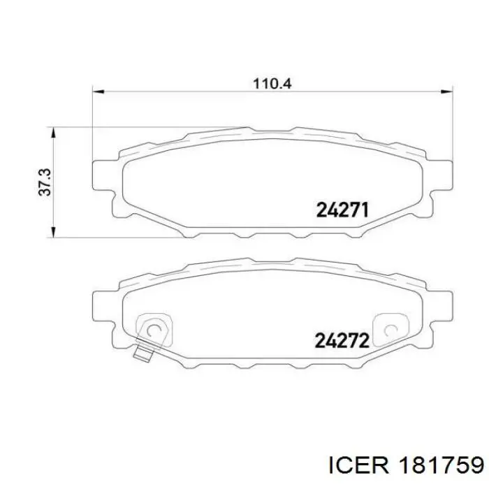 Задні гальмівні колодки Icer 181759 ціна, від 22.93 USD