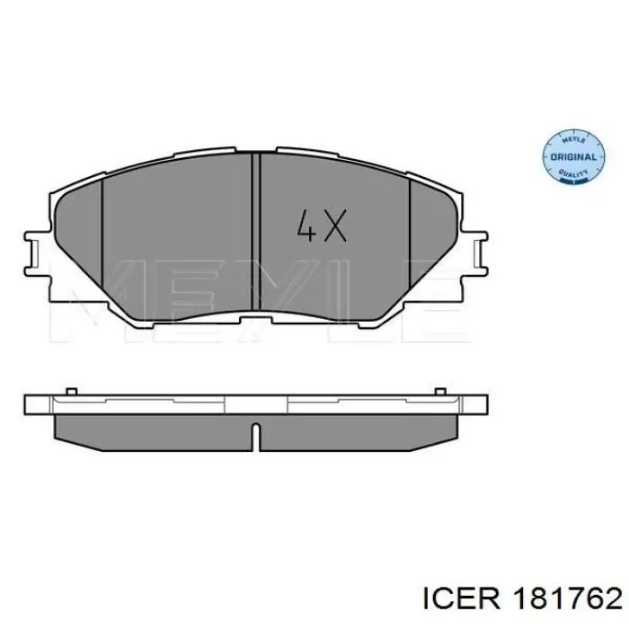 Колодки гальмівні передні, дискові 181762 Icer