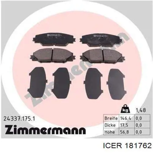 Гальмівні колодки Icer 181762 ціна, від 26.18 USD