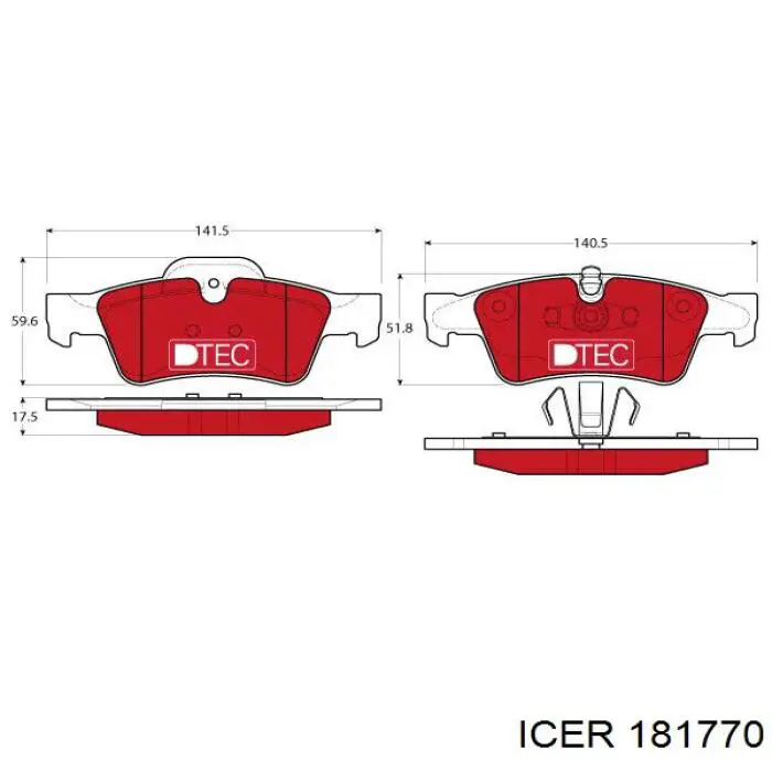 Задні гальмівні колодки 181770 Icer