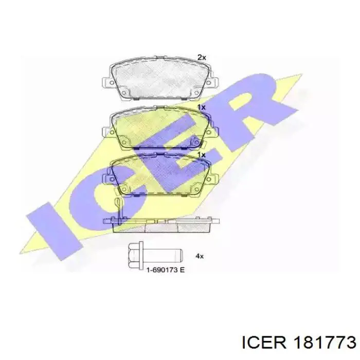 Купити 181773 Icer Колодки гальмівні передні, дискові