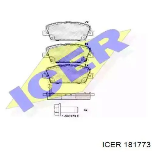 181773 Icer колодки гальмівні передні, дискові